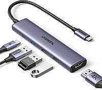 USB-хаб UGREEN 5-в-1 4K HDMI, живлення 100 Вт, 3 порти USB-A, USB-адаптер типу C для MacBook Pro/Air, iPad Pro (СM478)