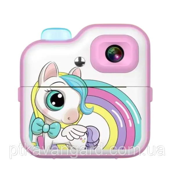 Фотоапарат принтер дитячий "Єдиноріг" моментального друку з рулонами паперу 2 кольори, фото 1