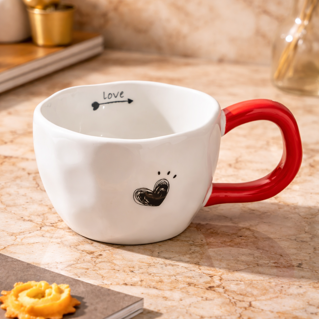 Керамічна стильна біла чашка "Любов", 300 мл, фото 1