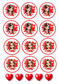 Вафельний декор для капкейків  "LOVE" /ВК-0297/  - А4