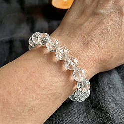 Гірський кришталь гранований Ø12 браслет, 0589ТГ