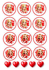 Вафельний декор для капкейків  "LOVE" /ВК-0299/  - А4