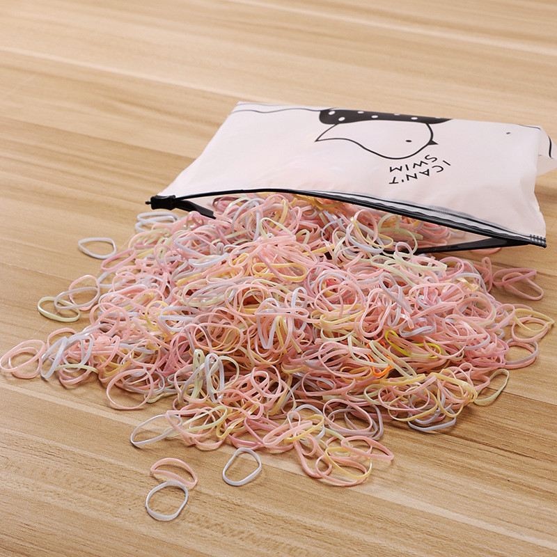 Силіконові гумки для волосся однотонні великі, набір 500 шт, Різнокольорові пастельні, фото 1