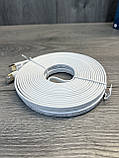 Кабель Ethernet CAT8 RJ45 10 м, плоский, білий, фото 4