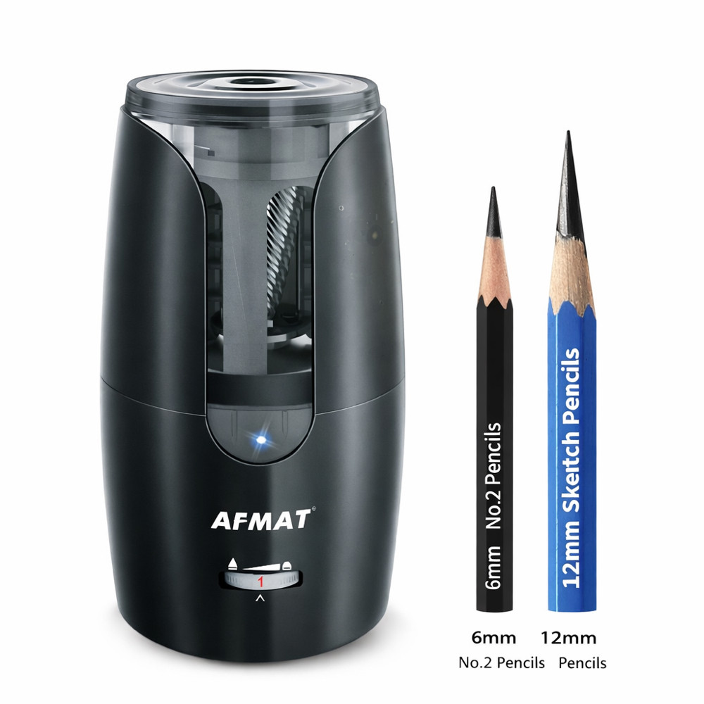 Точилка для олівців AFMAT PS29 акумуляторна, автостоп, 2 режими, для олівців 6–12 мм, чорна, фото 1