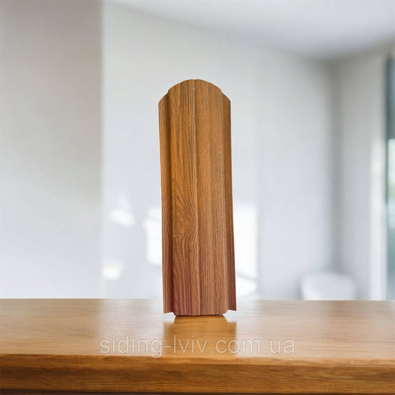 Євроштахети золотий дуб 3D одно сторонній 105 мм (штахети металеві на паркан), фото 1