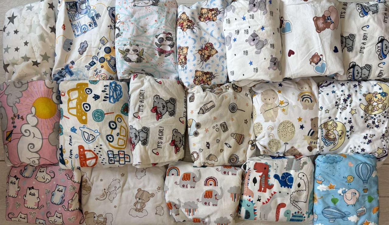 Дитяча простирадло в ліжечко на гумці (байка) 120*60, фото 1