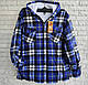 Чоловіча тепла сорочка на хутрі з капюшоном "Дракон" (Dragon), зимова куртка в клітинку на блискавці, розміри XL-5XL, фото 4