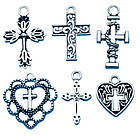 Набір 20 шт Підвіски Хрест, Розмір від 15 до 27 мм, Кулони Колір Срібний, Рукоділля, Фурнітура для Біжутерії, фото 4