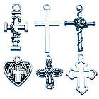 Набір 20 шт Підвіски Хрест, Розмір від 15 до 27 мм, Кулони Колір Срібний, Рукоділля, Фурнітура для Біжутерії, фото 3