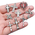 Набір 20 шт Підвіски Хрест, Розмір від 15 до 27 мм, Кулони Колір Срібний, Рукоділля, Фурнітура для Біжутерії, фото 6
