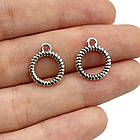 Набір 2 шт Конектори 15х13 мм, Вушко 1,5 мм, Підвіски Кулони, Метал Сріблястий, Фурнітура для Біжутерії, фото 3