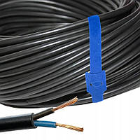 Провід, кабель ПВС 2х1 мідний круглий багатожильний, чорний повноцінний Одеса Каблекс (кратно 5м)