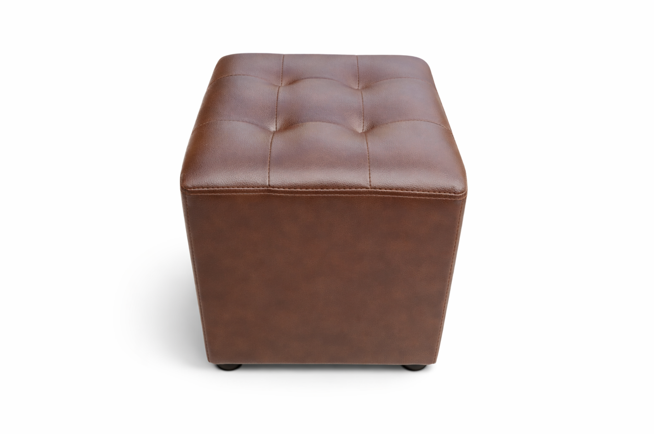 Пуфик квадрат прошитий( коричневий)-35×35×40см.