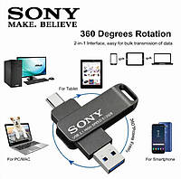 Sony накопитель 512 gb памяти универсальный металлическая для телефона и ПК,Флешка поворотная для хранения данных надежная
