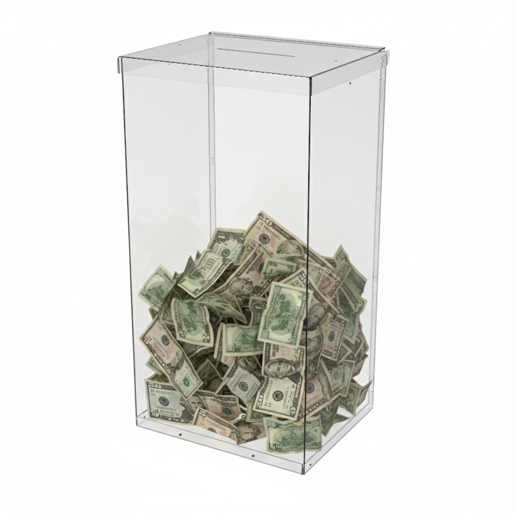 Скринька EKOSTAR без замка для пожертв та збору грошей 250x200x480. Об'єм 24 літрів, фото 1