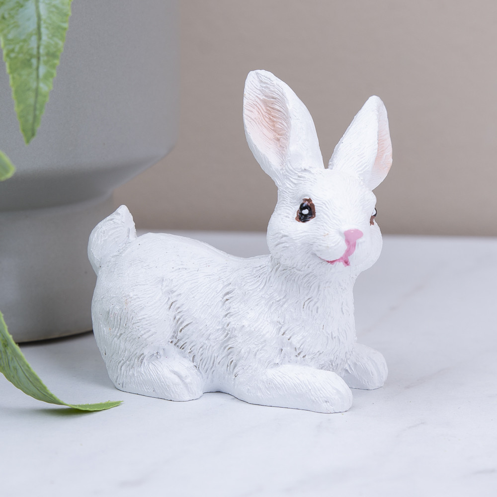 Статуетка заєць білий для пасхального декору, фото 1