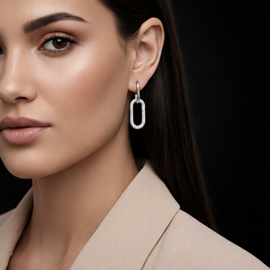 Жіночі сережки з кубічним цирконієм в родії та в позолоті, фото 1