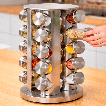 Набір для спецій та приправ на 20шт з поворотом на 360 / Органайзер для спецій з підставкою / Баночки для спецій