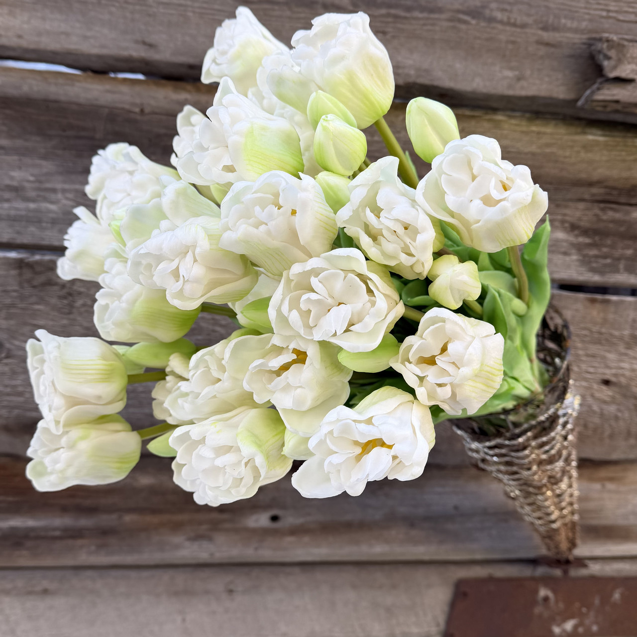 Тюльпани штучні латексні білий букет 5 шт гелеві 49 см, фото 1