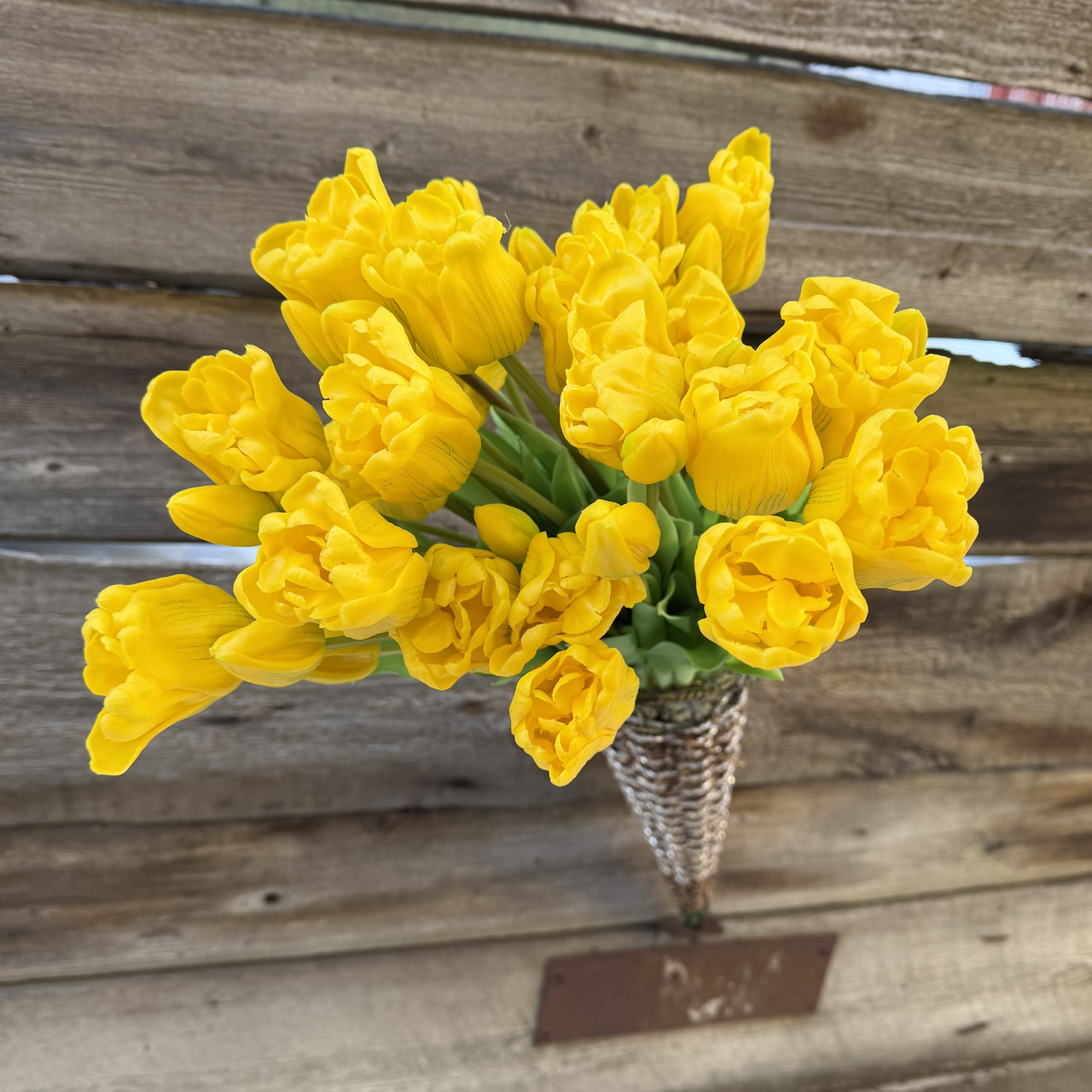 Тюльпани штучні латексні жовті букет 5 шт гелеві 49 см, фото 1