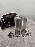 Набір фляга и розкладні два склянки в сумці Подарункова металева фляга та склянки для алкоголю, фото 4