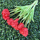 5 шт Тюльпани штучні латексні  червоні букет  гелеві 44 см, фото 3