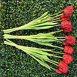 5 шт Тюльпани штучні латексні  червоні букет  гелеві 44 см, фото 2