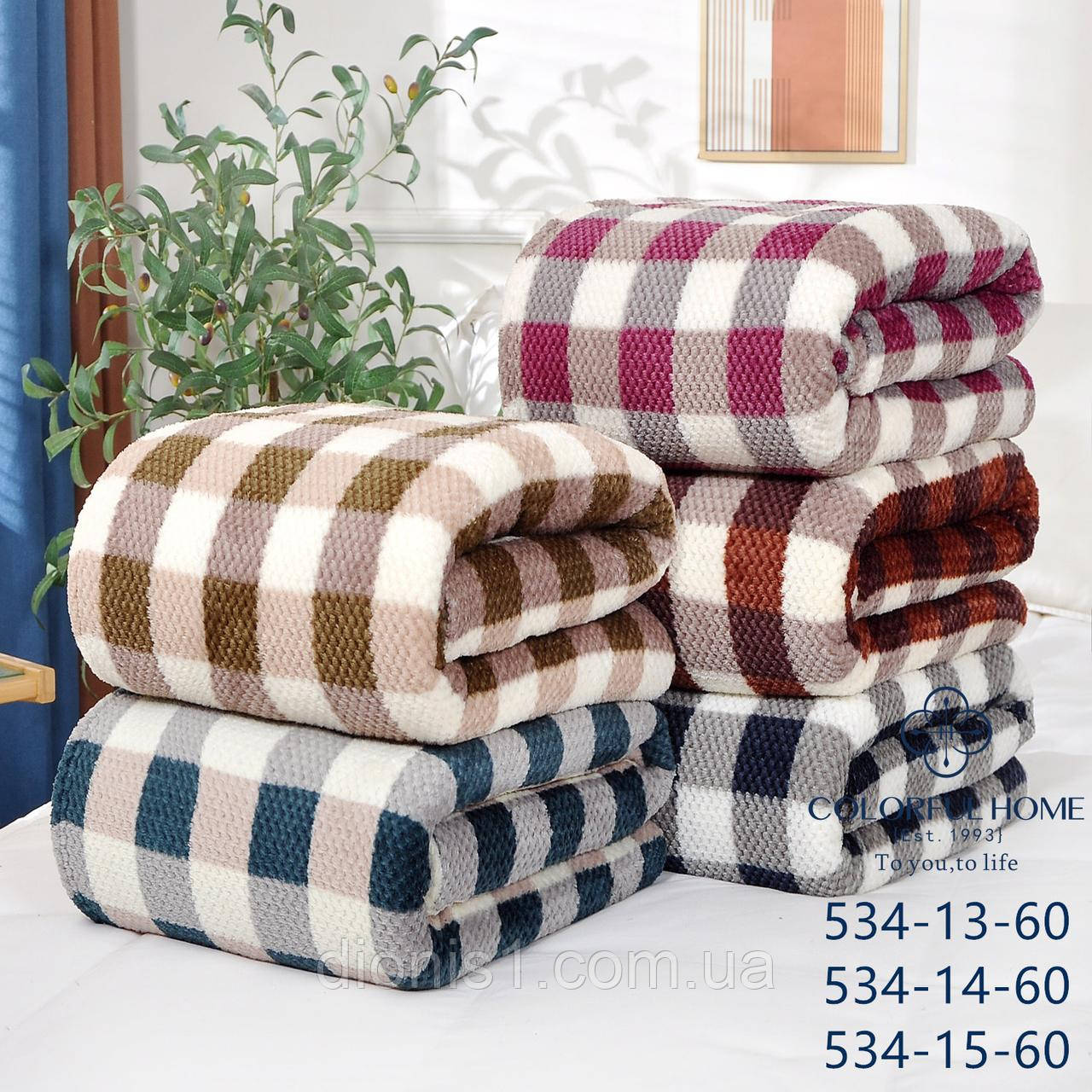 Плед квадрати кольорові фібра 200*230, фото 1