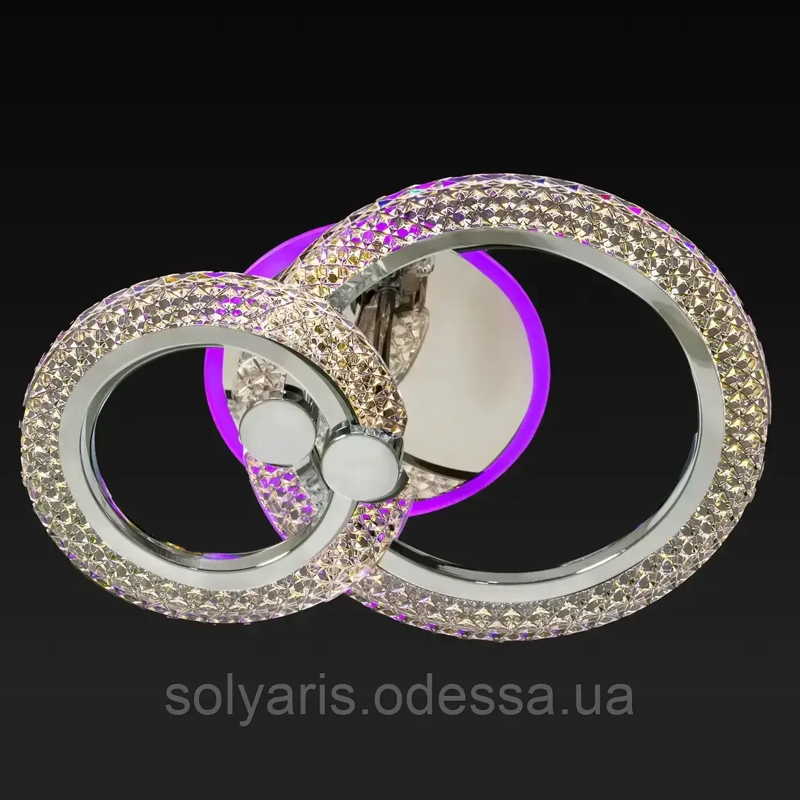 Світлодіодна стельова люстра з підсвіткою 46ват 37см хром, фото 1