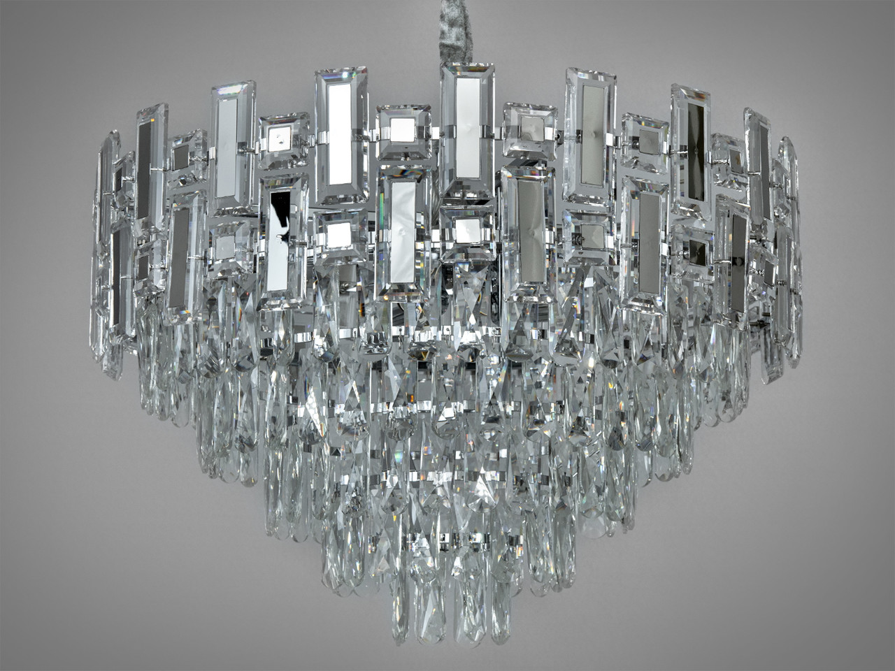 Підвісна кришталева люстра в вітальню, 11 ламп, хром, фото 1