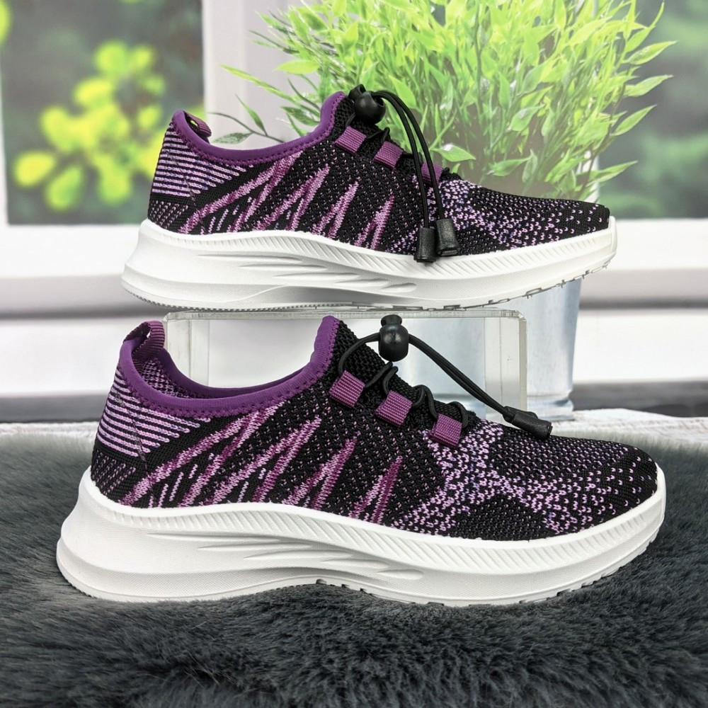 Кросівки жіночі Dago чорні з фіолетовим текстильні весняно-літні 2775, фото 1