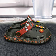 Крокси сабо дитячі для хлопчика хакі пінка Gipanis 1715_3