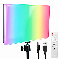 Студійне світло для фото та відео + пульт, 22.8х15.8 см, USB, RGB, PM-26 / Прямокутна LED лампа / Відеосвітло / Світлодіодна лампа