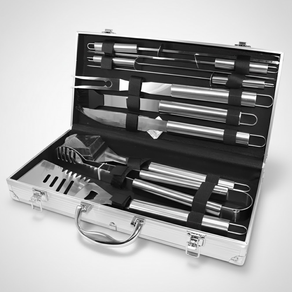 Набір для грилю в металевому кейсі, 43х21х8см, Tools Set AL-10 / Набір для мангалу / Набір для барбекю, фото 1