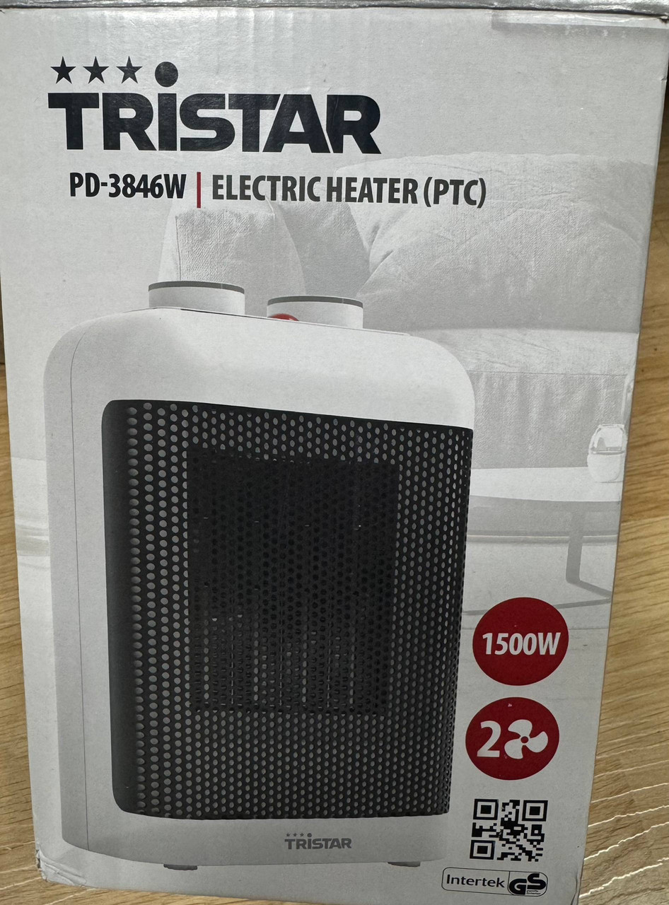 Керамічний тепловентилятор Tristar PD-3846W, 1500 Вт, 3 режими, фото 1