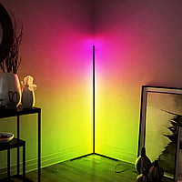 Підлогова кутова RGB лампа торшер із пультом керування та регулюванням яскравості й ефектами 1,2м