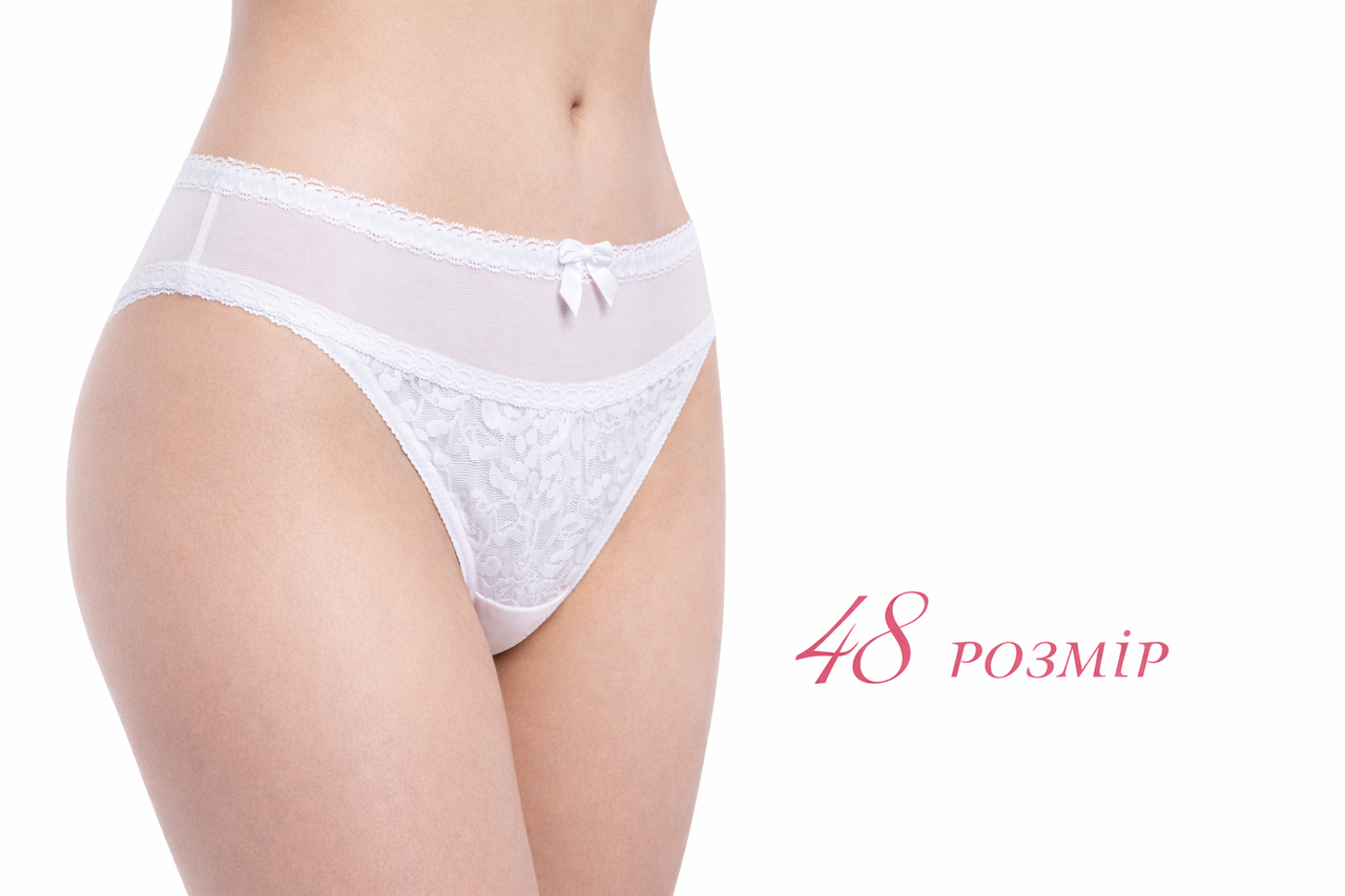 Жіночі труси білі бавовяні з мереживом розмір 48, фото 1
