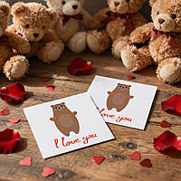 Листівка до Дня Закоханих (100х100мм.) "Ведмедик"