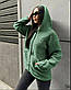 Тепла жіноча кофта, зелене худі з плюшу Тедді, фото 3