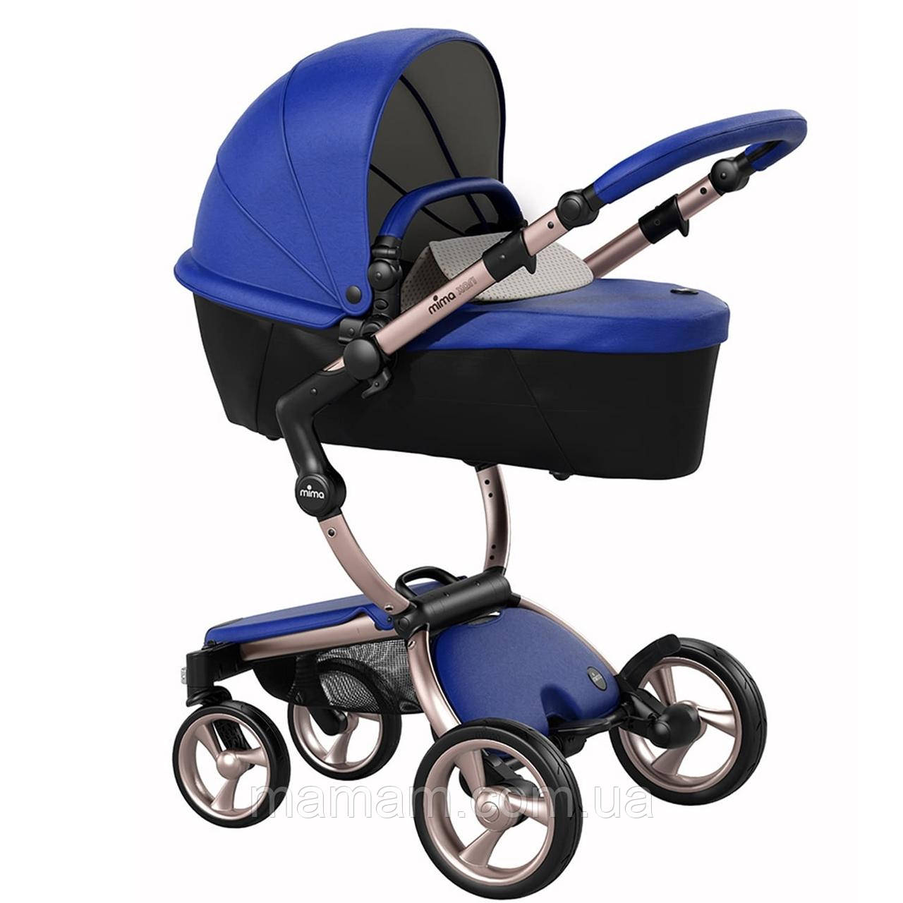 Коляска-трансформер Mima Xari 2 в 1 Royal Blue (шасі Rose Gold), фото 1