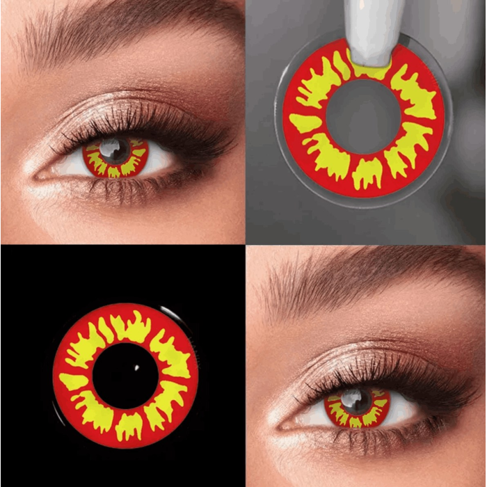 Жовті Контактні Лінзи Жовті | Кольорові лінзи для краси ( Нульовки ) | Крейзі/Косплей/Хелловін| Для світлих – чорних очей, фото 1