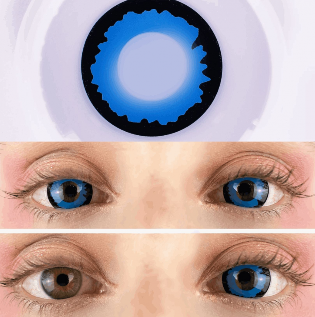 Сині Контактні Лінзи Блу Неон  | Кольорові лінзи для краси ( Нульовки ) | Натуральні-Природні | Для світлих - чорних очей, фото 1