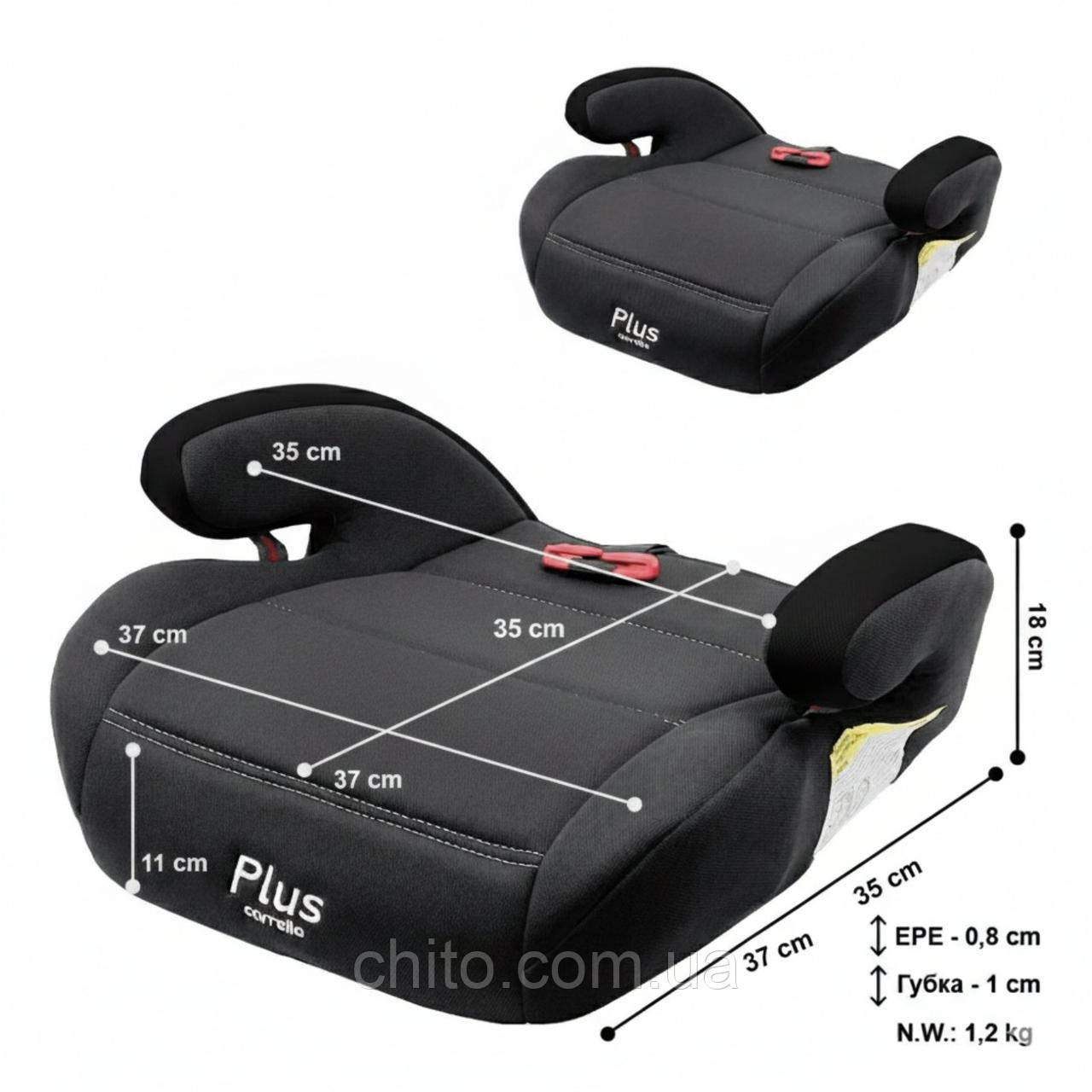 Автокрісло-бустер CARRELLO Plus CRL-16007 Jet Black+направляючий ремінь 75см, фото 1