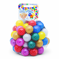 Набір кульок для сухого басейну 60 шт, 6 см, Maximus 5507 / Пластикові кульки / Комплект різнокольорових куль