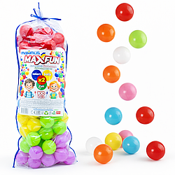 Кульки для сухого басейну 100 шт, 6 см, Maximus 5508 / М'ячики для сухого басейну / Пластикові кульки різнокольорові