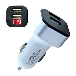 Адаптер в машину USB HC1 9001, Білий / Зарядка в прикурювач авто / Адаптер для телефону