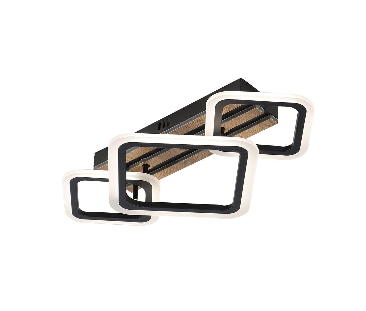 Люстра стельова світлодіодна VALESO 3314/2+1 чорний + дерево 58W трирежимна, фото 1