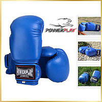 Боксерські рукавички для боксу та єдиноборств на липучці 10 унцій сині PowerPlay 3004 Classic