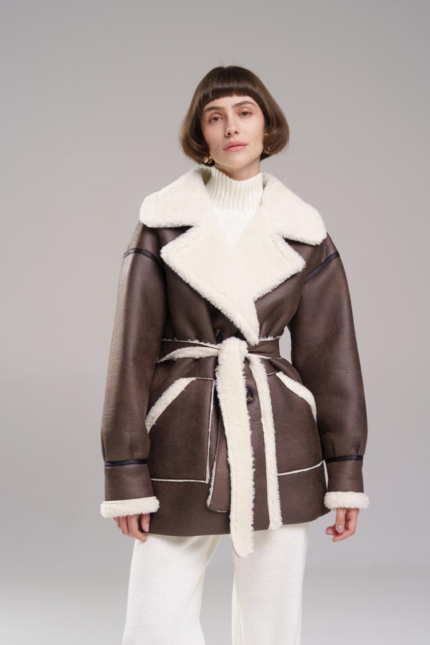 Дублянка з паском коричнева, фото 1